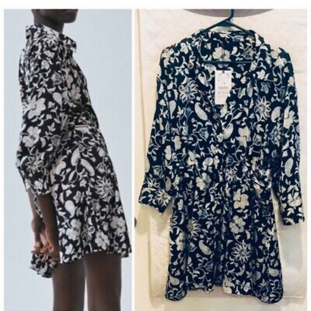 Nwot Zara Print Shirt Dress